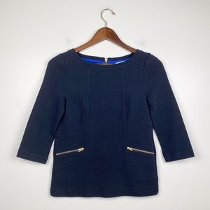 Boden Ottoman Ribbed Crew Neck with Zippers Black